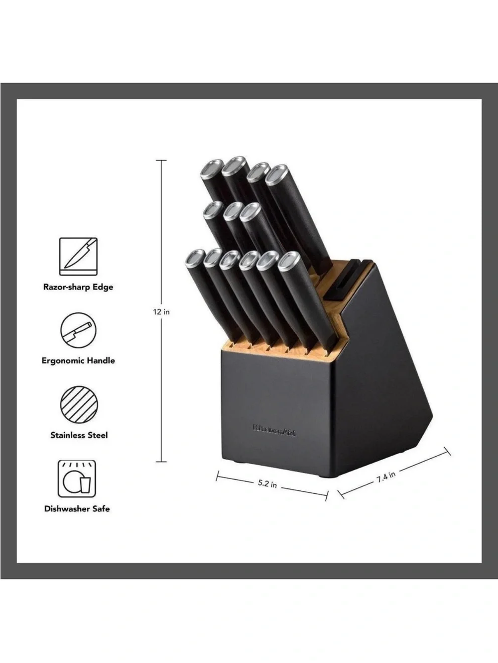 KitchenAid - 14pc 2-Tone Block Knives Set w/ Chef Knife Black NEW IN BOX
